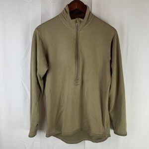 Polartec Pullover Mens Small Coyote Brown Grid Fleece Half Zip Thumbhole USMC